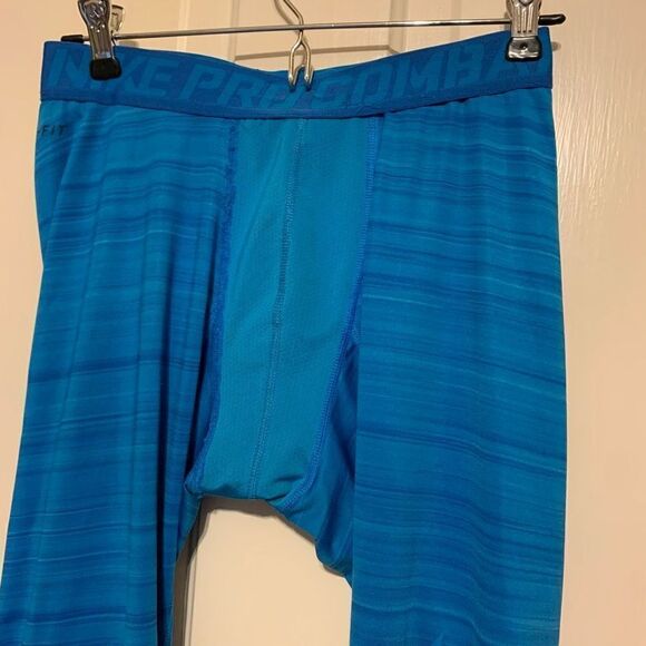 Nike Pro Combat Size Large Blue Compression Pants - Picture 2 of 8